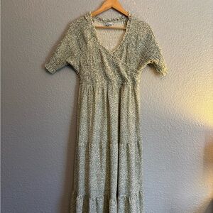 Polagram Smocked Maxi Nursing Dress in Sage